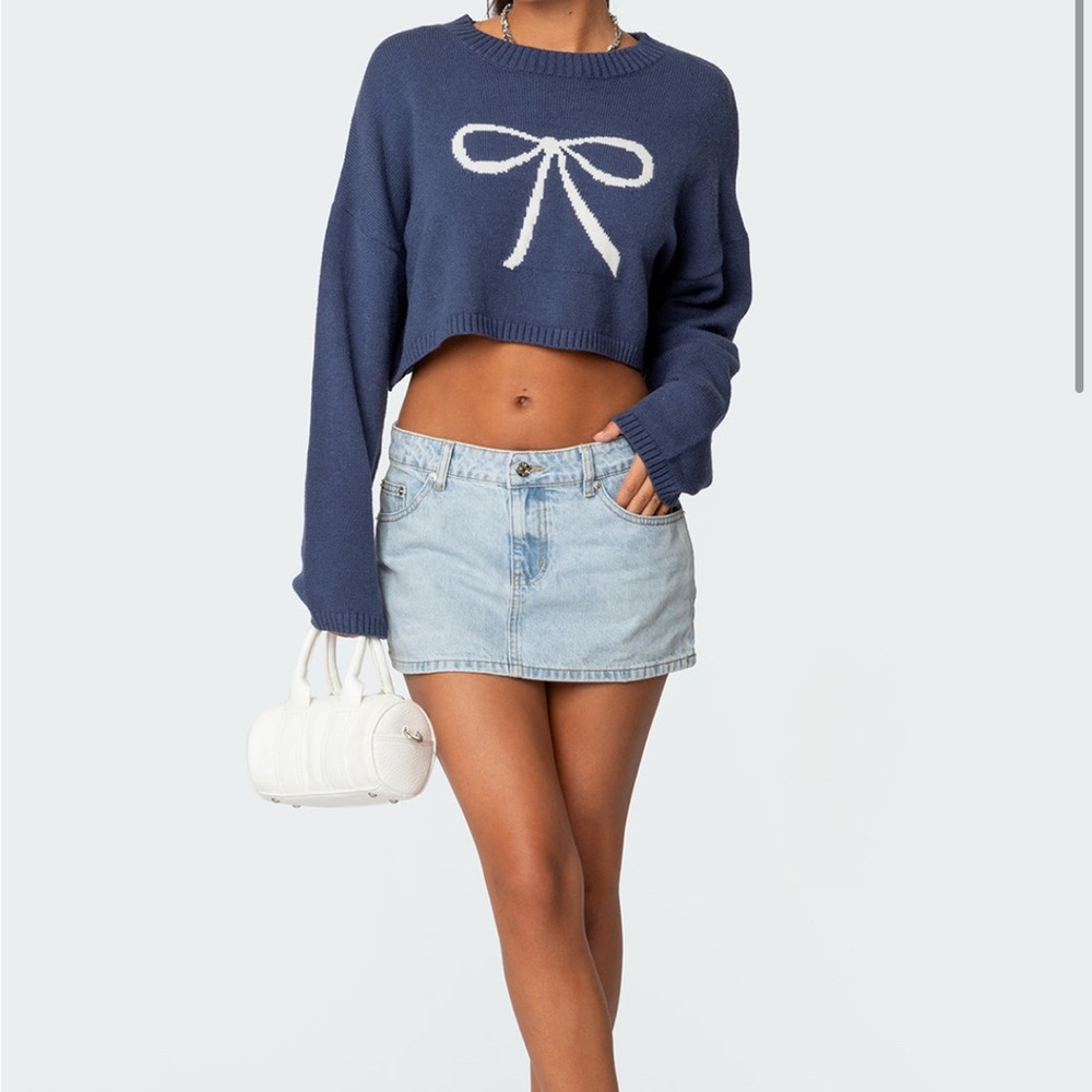 Edikted Blue and Light Denim Mini Skirt